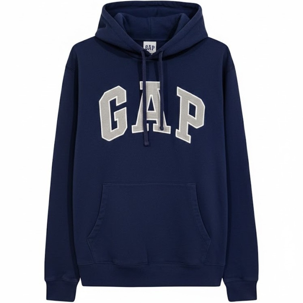 Gap VintageSoft Arch Logo Hoodie Men's S Tapestry Navy Blue Fleece Pullover